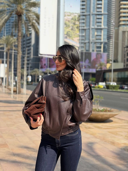 Brown leather jacket