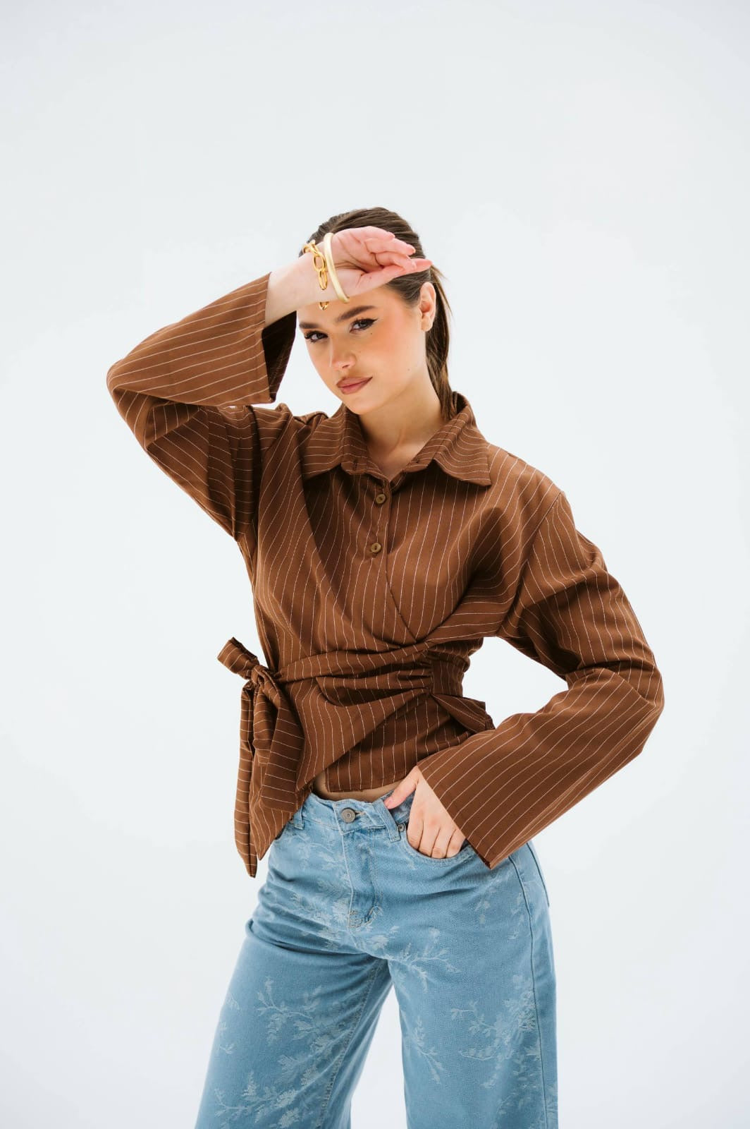 Brown buttoned blouse