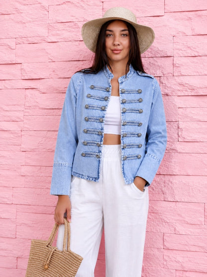 Light Blue Military Denim Jacket