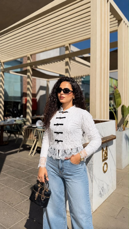 Luna lace contrast blouse