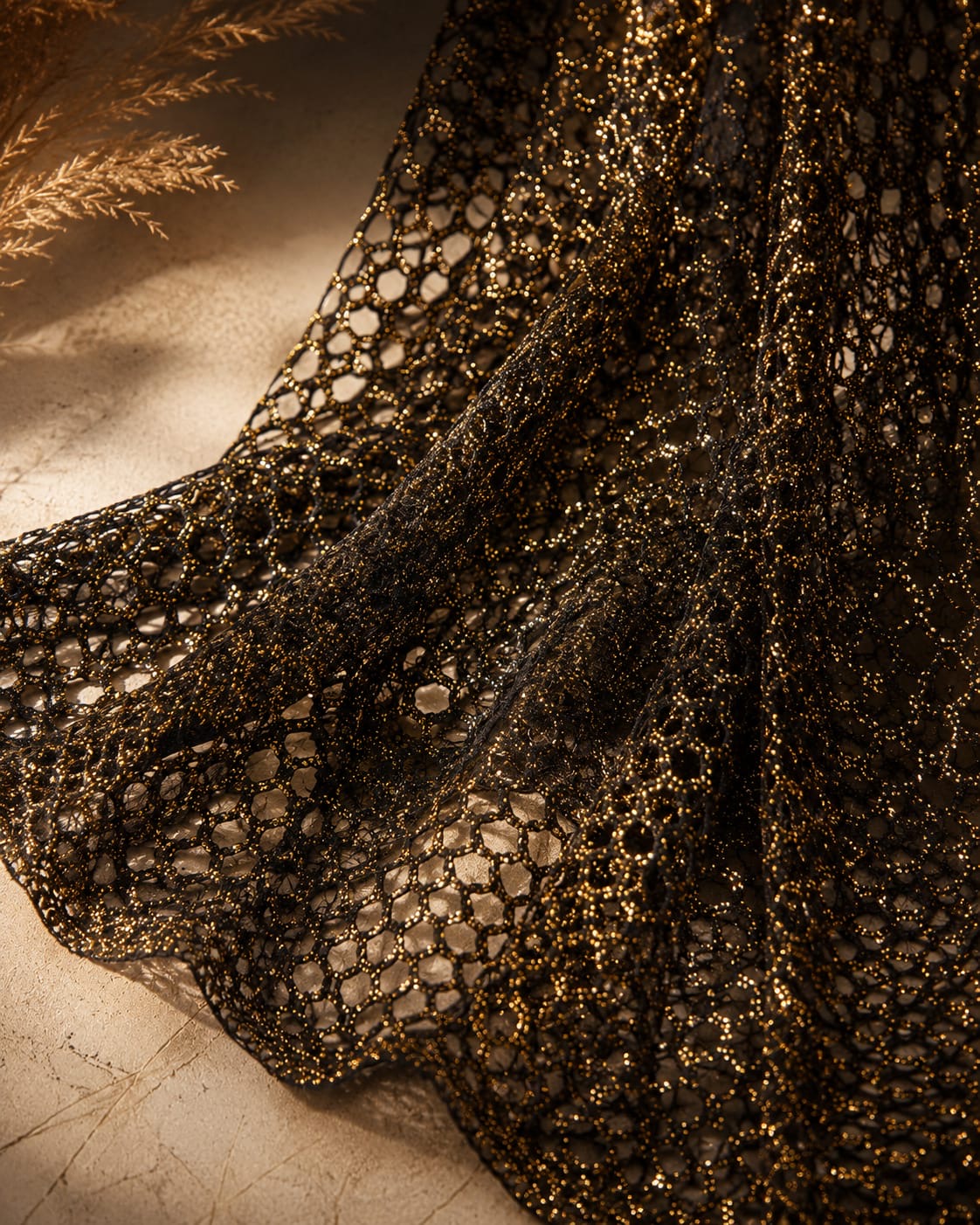 Golden Mesh Knit Top