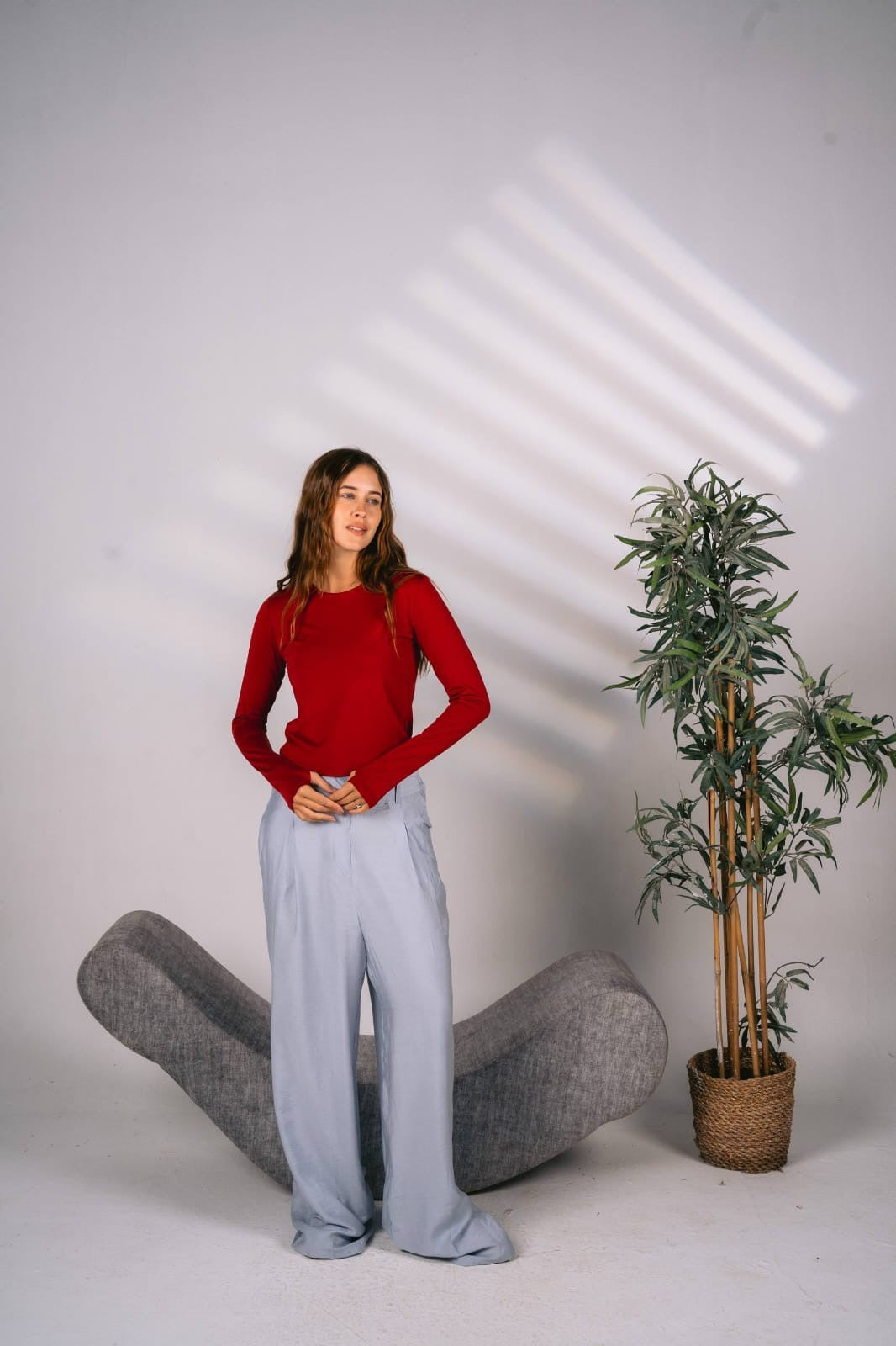 Grey baggy trousers