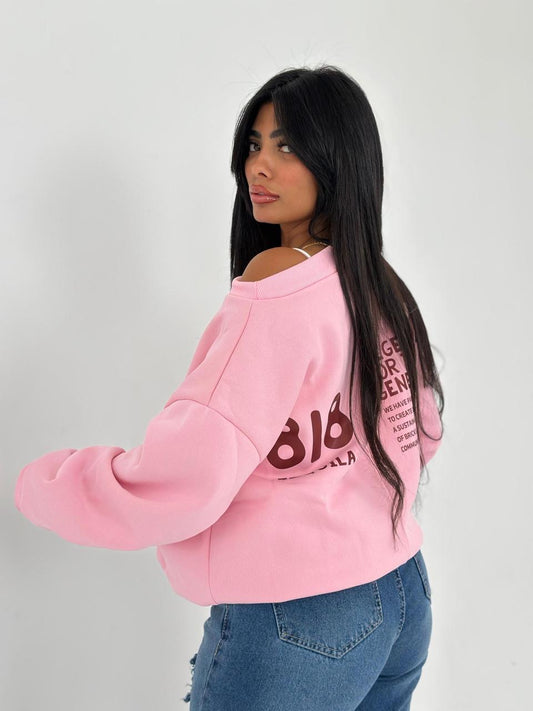Off shoulder pink sweater one size