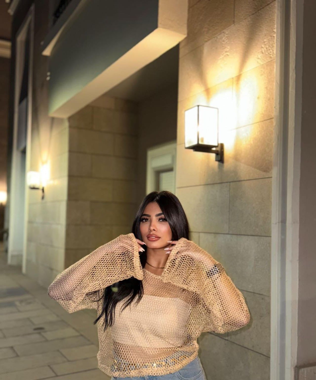 Golden Mesh Knit Top