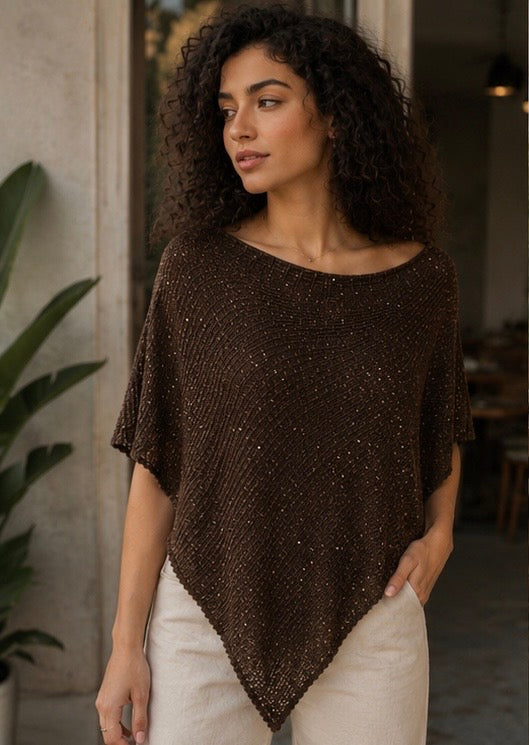 Brown Glimmer Veil Top