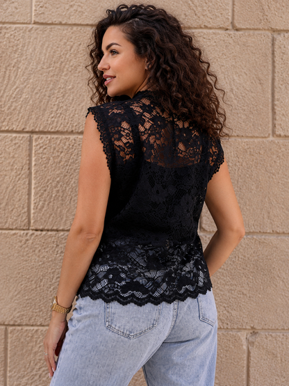 Black Guipure Chinese-Style Vest