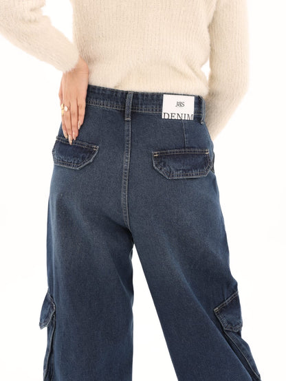 Navy cargo balloon jeans