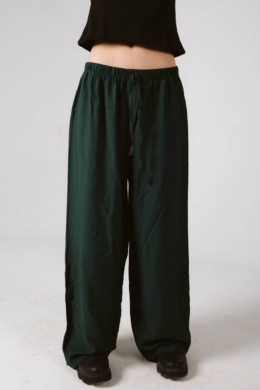 Green linen pants