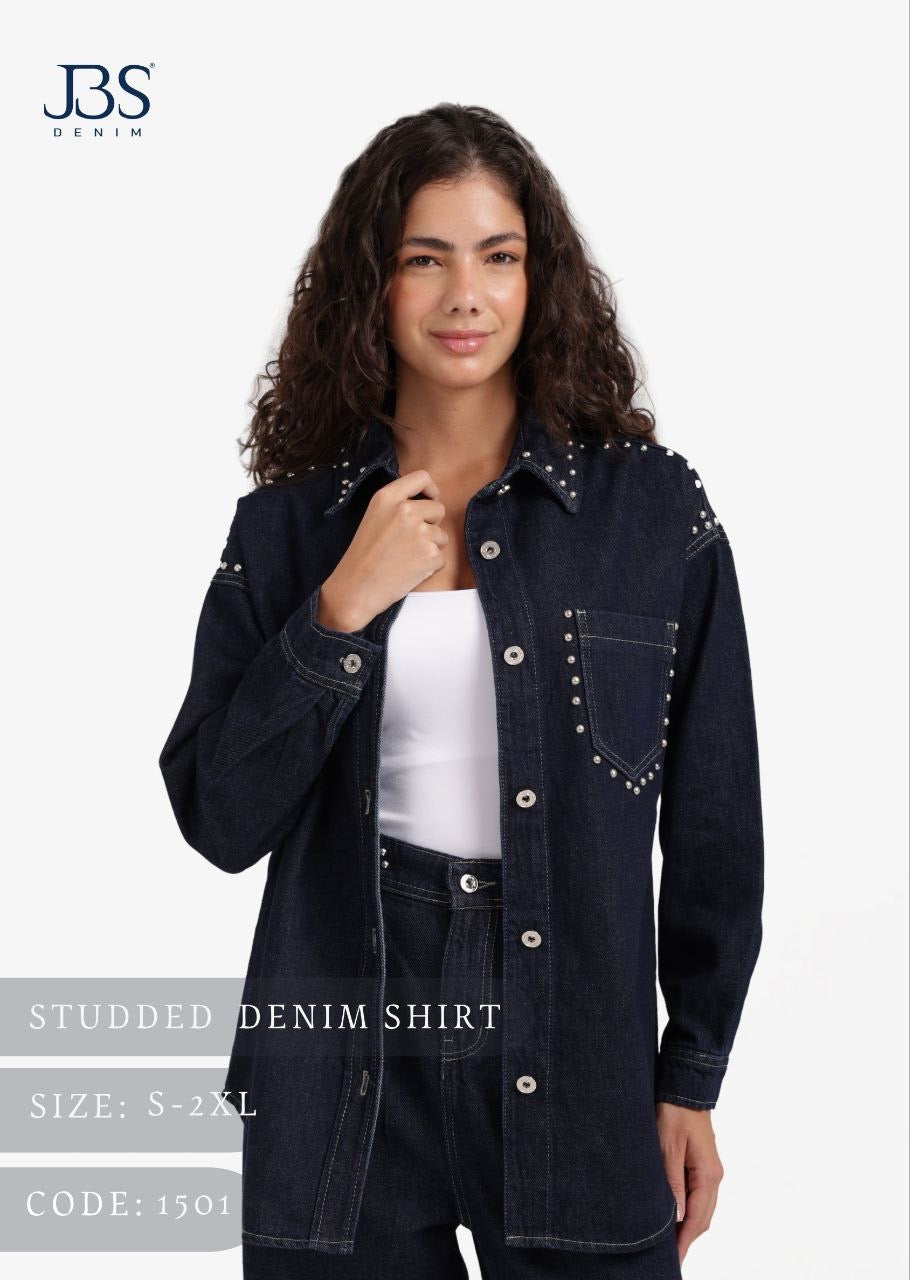 Studded denim shirt