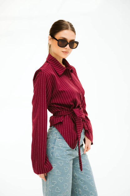Burgundy buttoned blouse