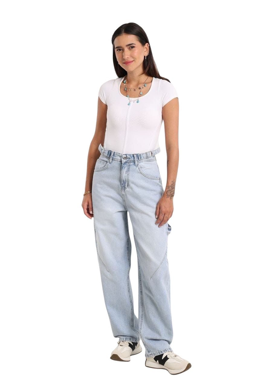 Ice blue balloon pants