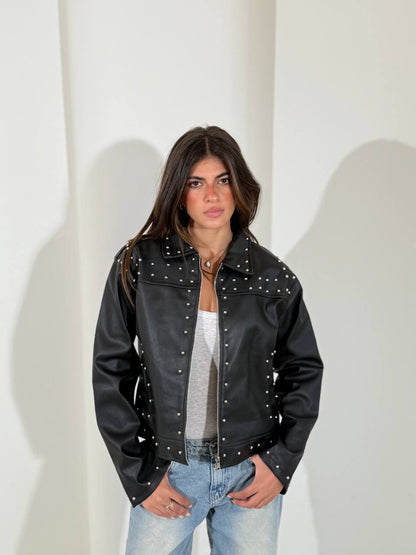 Black leather jacket one size