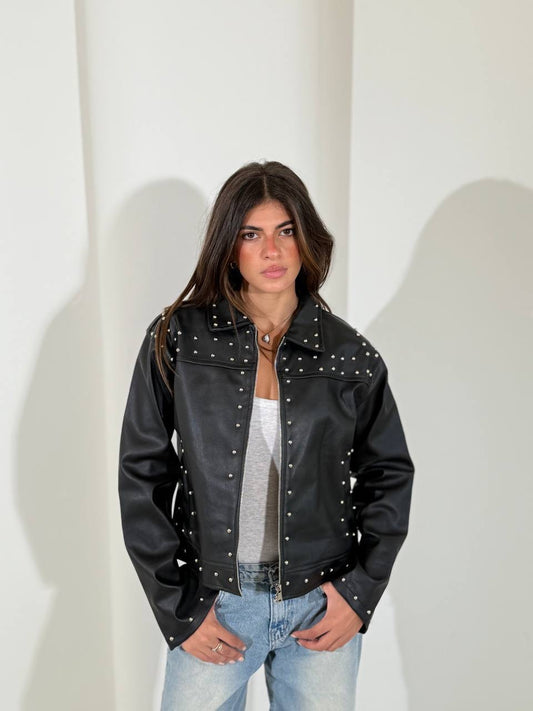 Black leather jacket one size