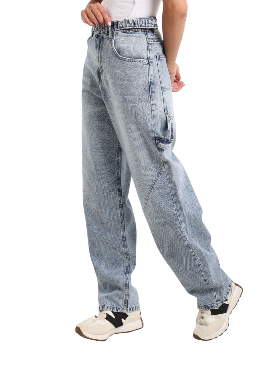 Balloon ice blue denim pants