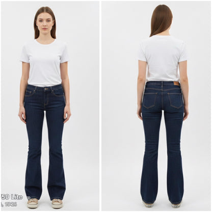 Flare dark blue denim