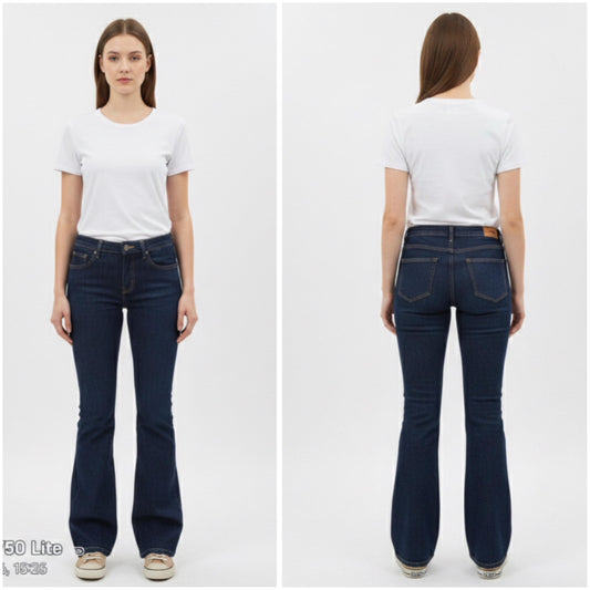 Flare dark blue denim