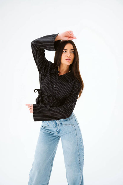 Black buttoned blouse