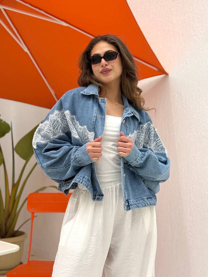 Lace Detail Denim Jacket