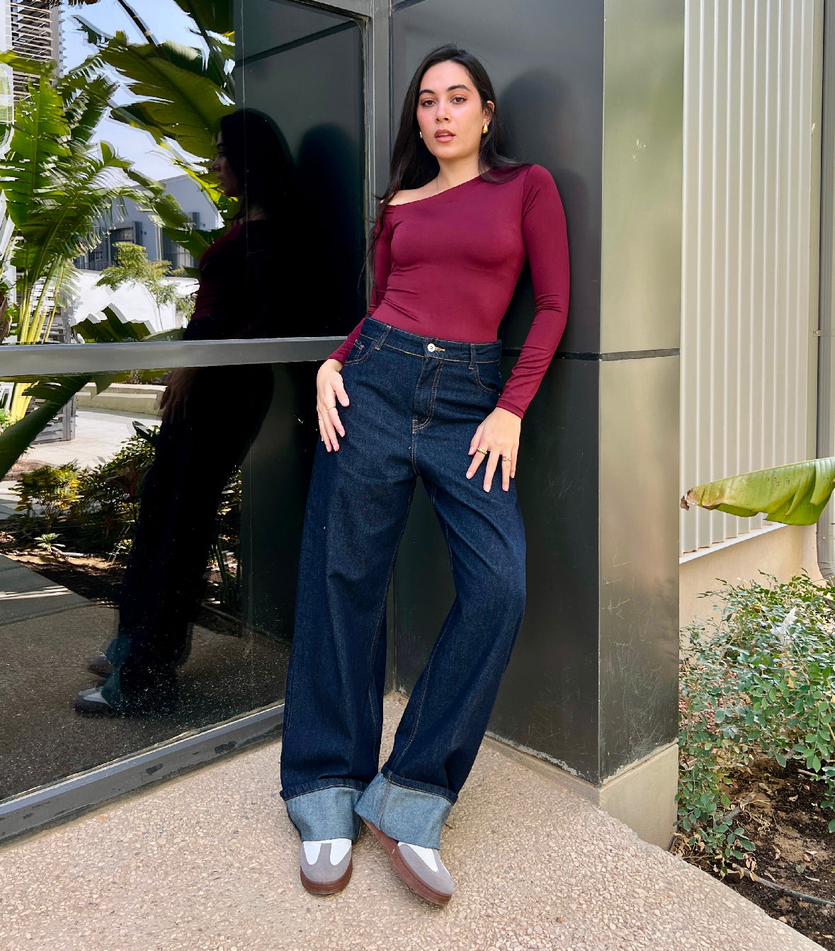 RAW WIDE LEG DENIM WITH TURN UP HEMS