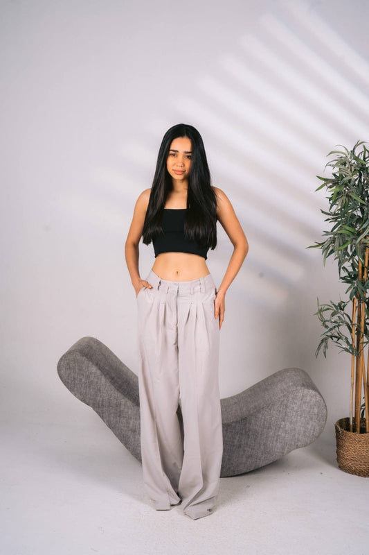 Wide leg grey tailored pants free size 60-75kgs