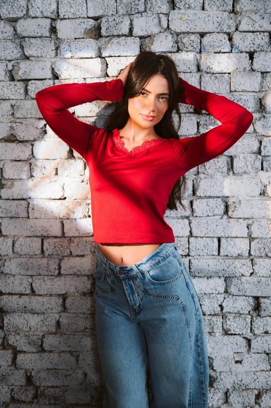 Red long sleeve top