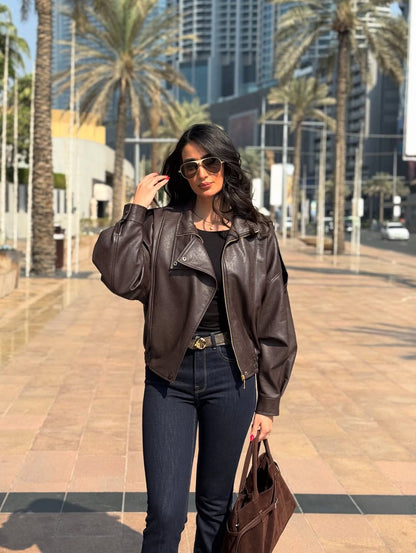 Brown leather jacket