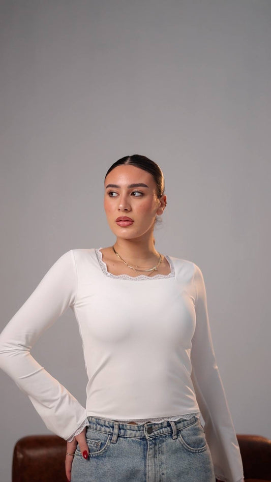 White square neck top