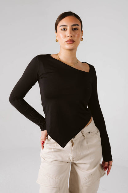 Black one shoulder top