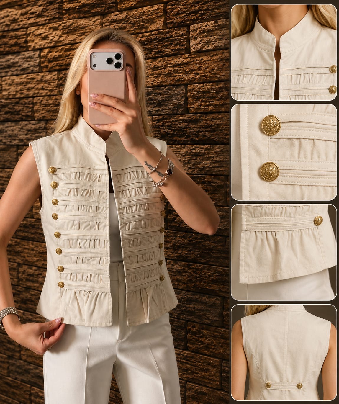 Military Button Vest