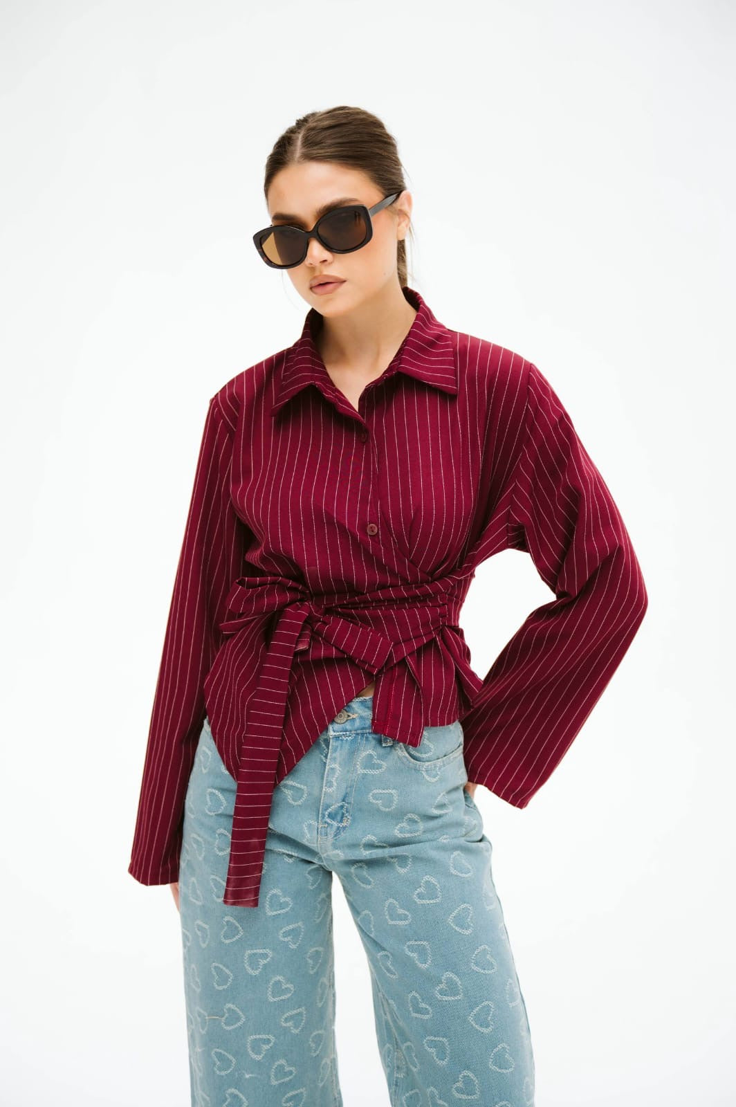 Burgundy striped shirt