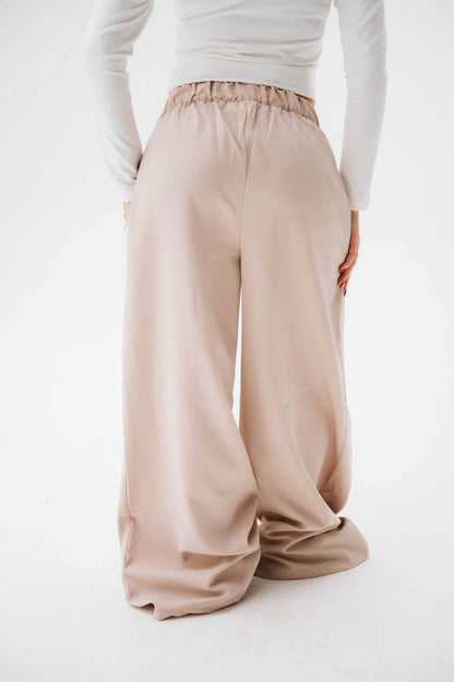 Wide leg beige tailored pants free size 60-80kgs