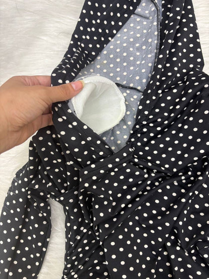 White Polka Dot Hooded Top