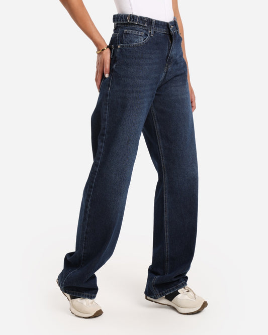 Flap dark blue jeans