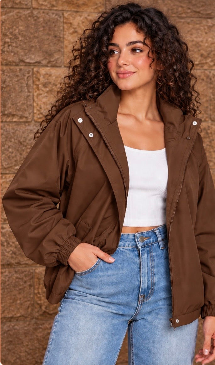 Brown OverSized Waterproof Jacket