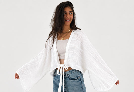 White Flow Tie Blouse