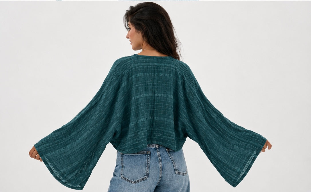 Green Flow Tie Blouse