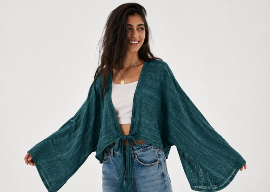 Green Flow Tie Blouse