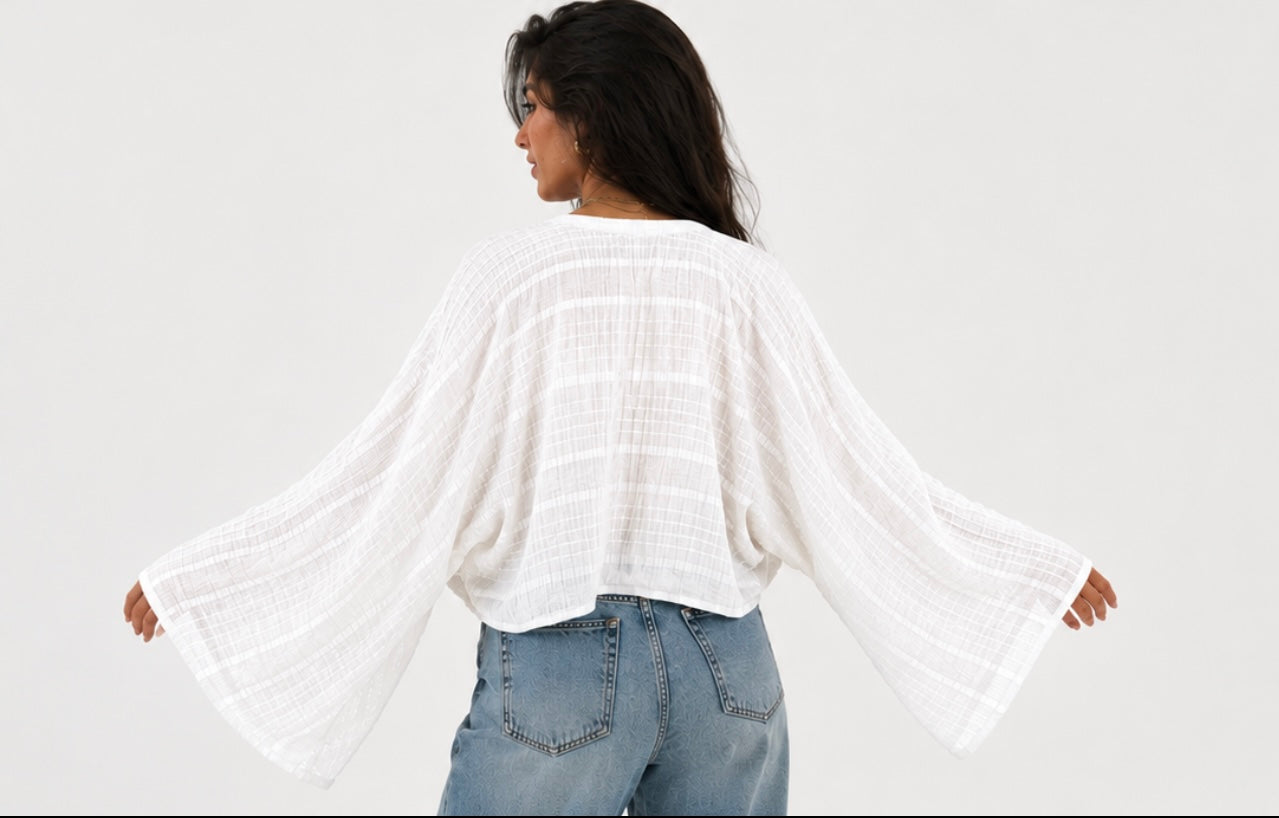 White Flow Tie Blouse
