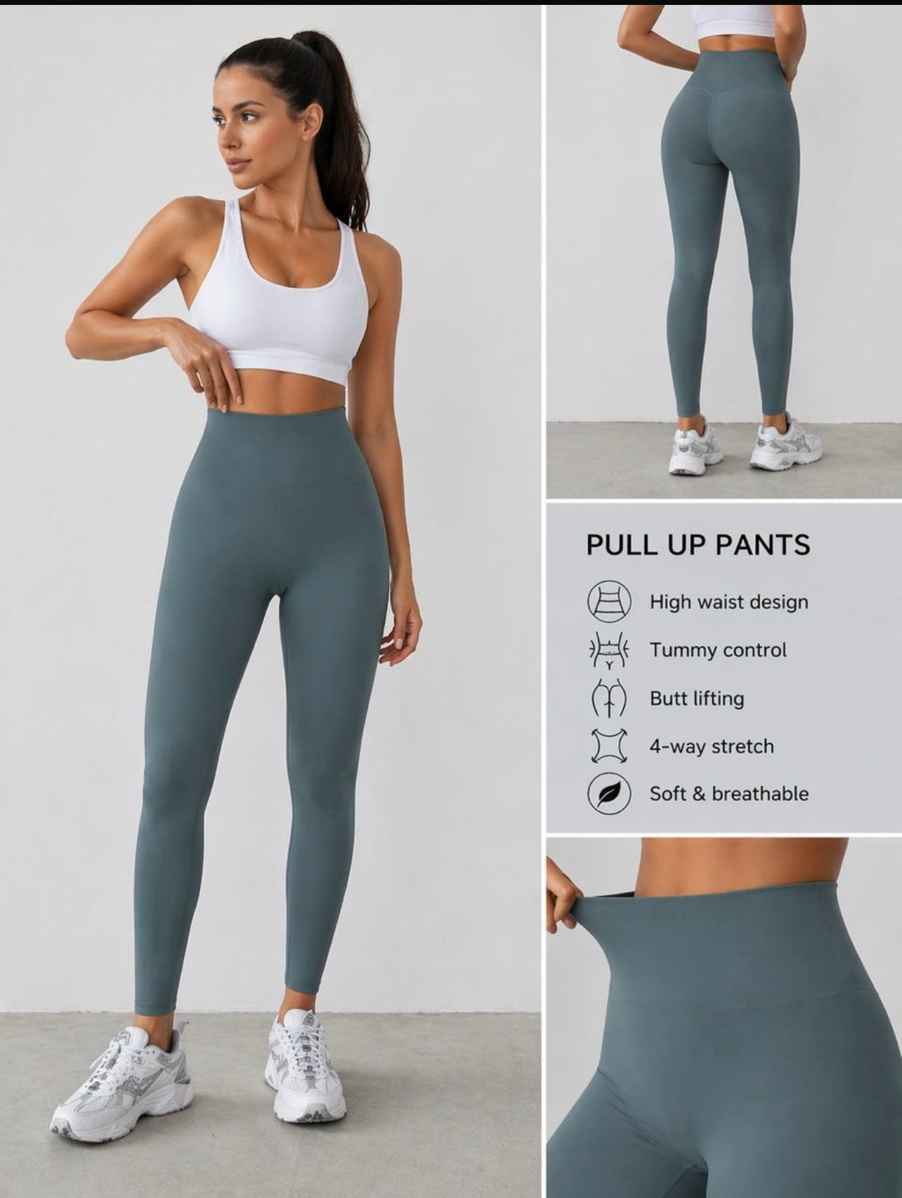 Sculpt Fit High-Waist Leggings – Sage Green