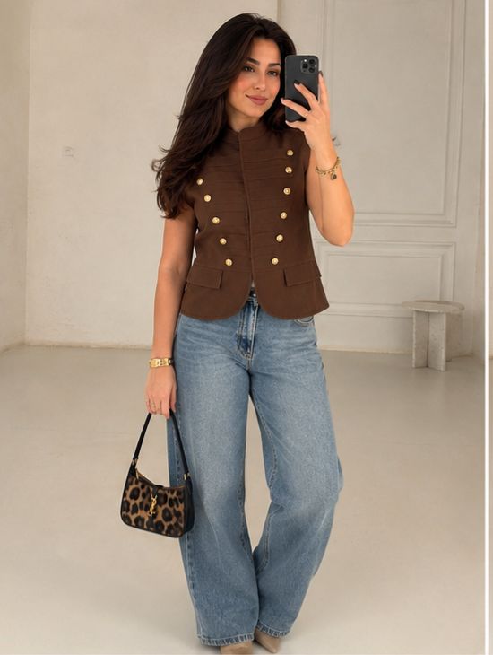 Military Chic Vest – Brown