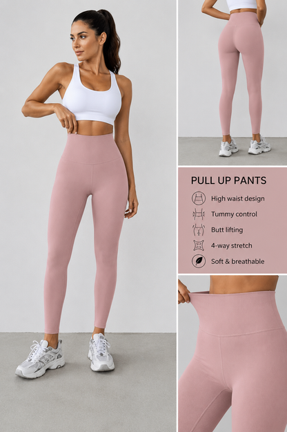 Sculpt Fit High-Waist Leggings pink and babe pink