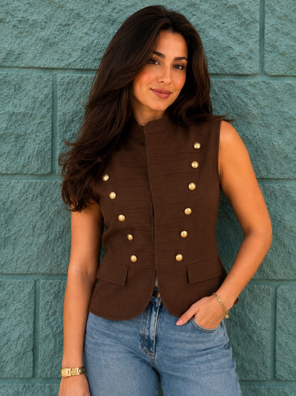 Military Chic Vest – Brown