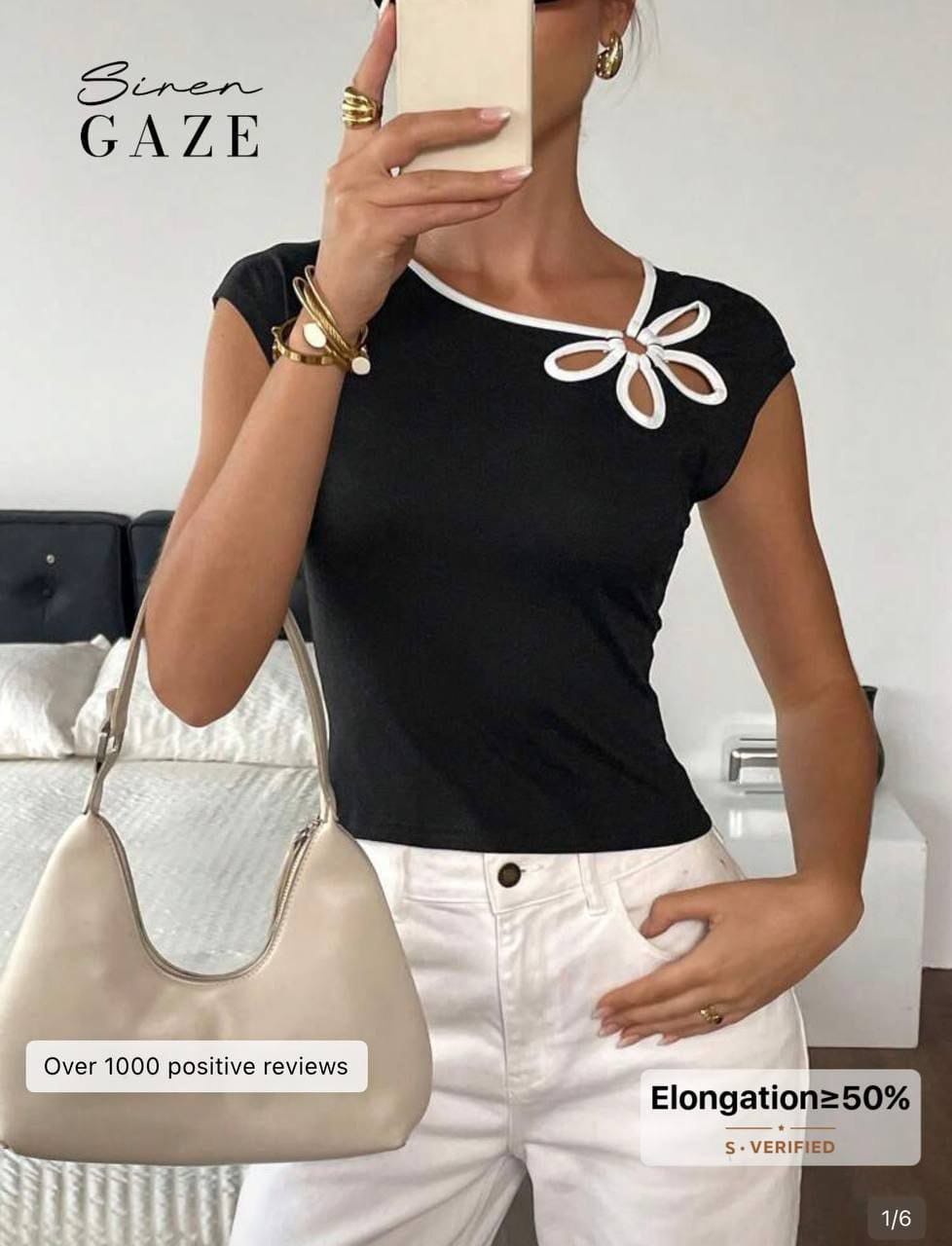 Black Bloom Bow Top