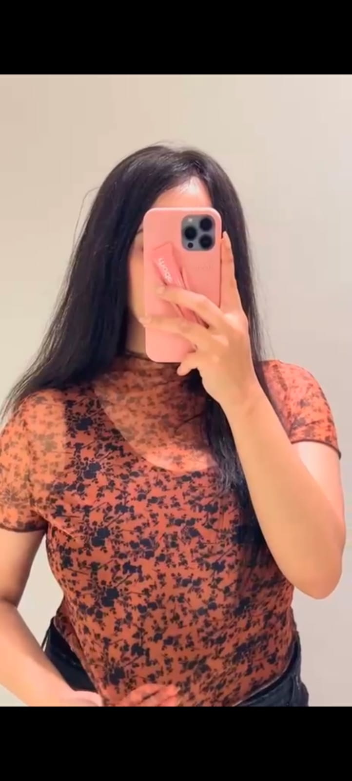 Rust Floral Mesh Top