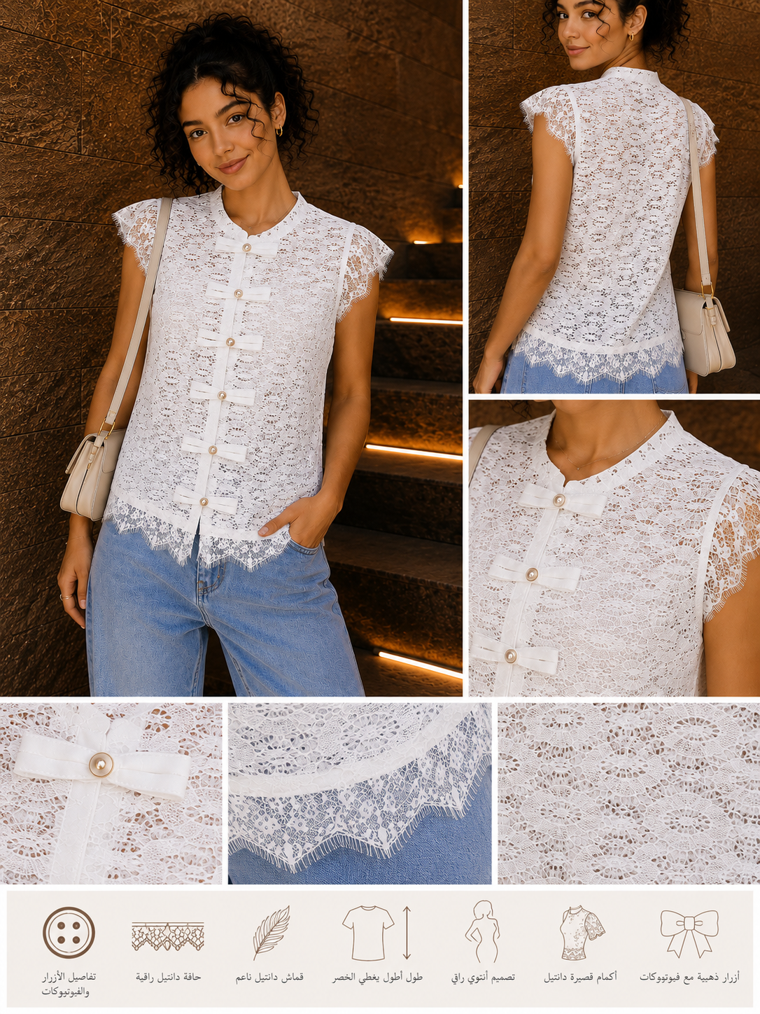 White Blush Lace Bow Blouse