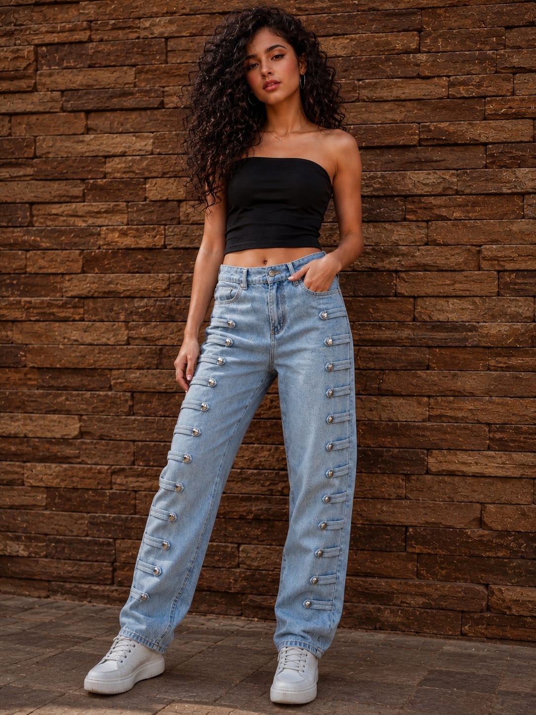 Light Blue Urban Strap Balloon Jeans