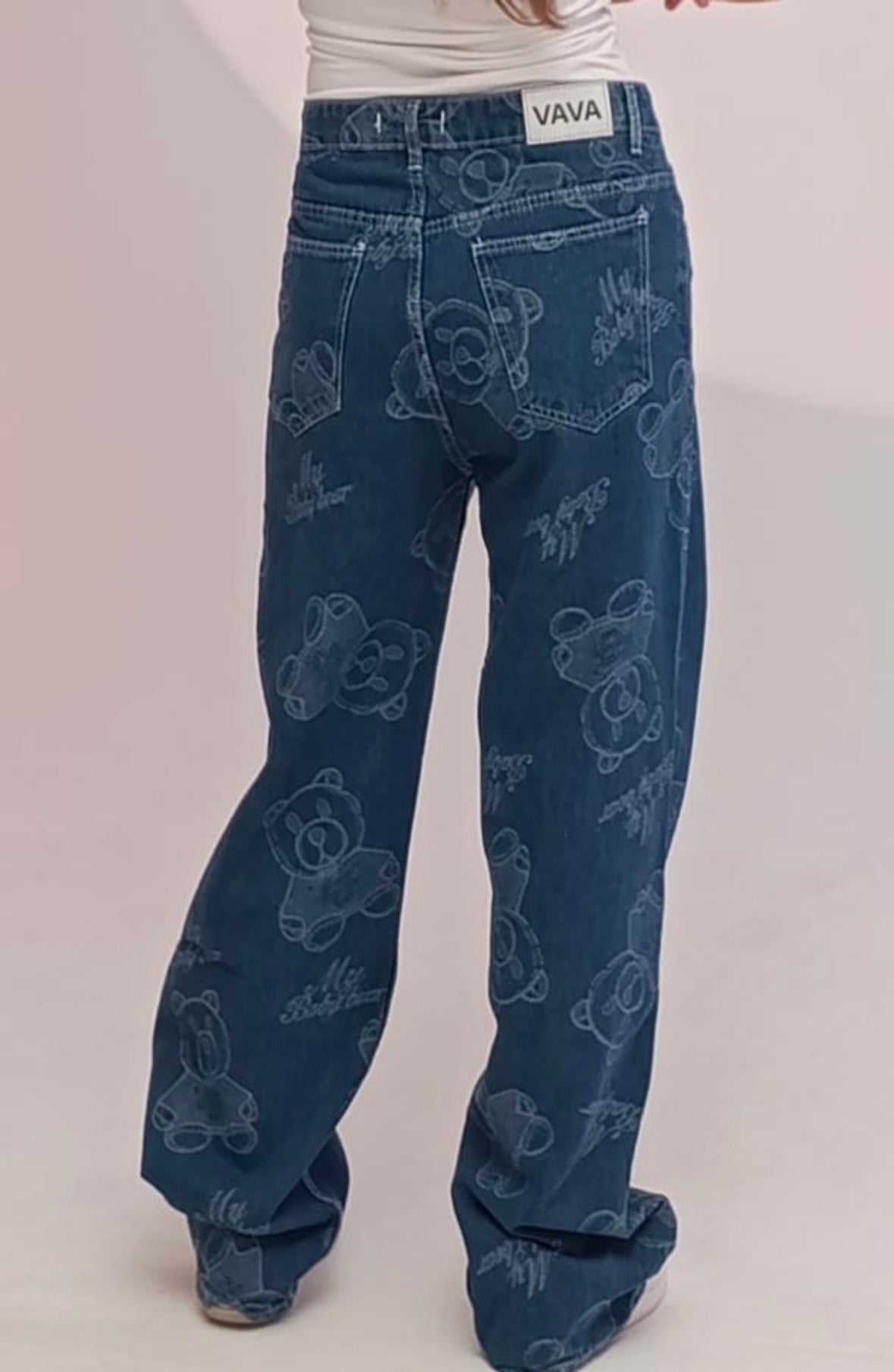 straight leg laser drawn panda jeans