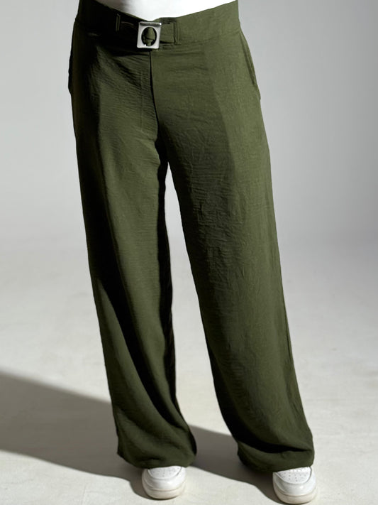 olive linen pants with belt