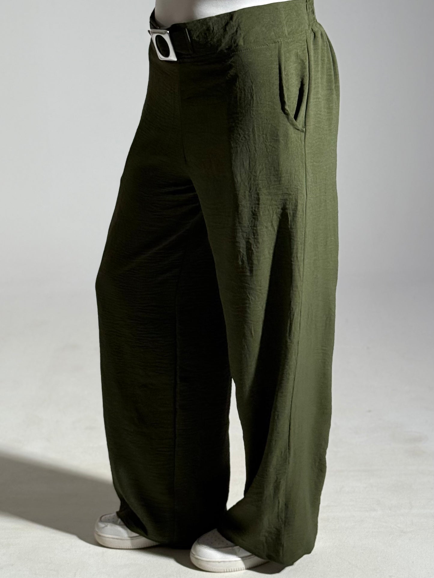 olive linen pants with belt