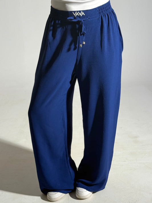 blue linen pants